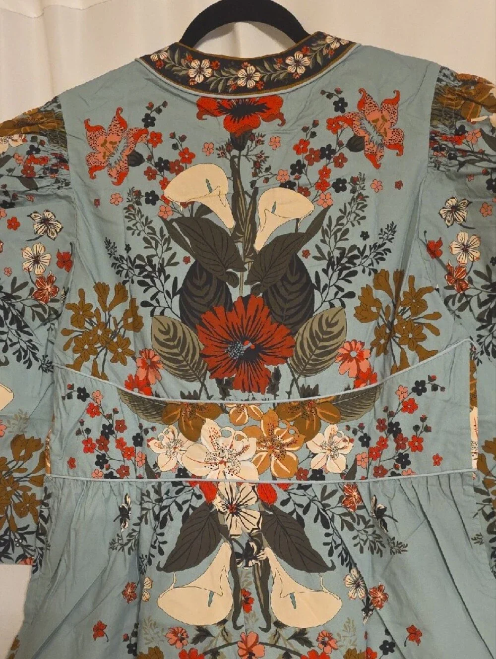 FARM Rio Beauty Bouquet Sky Blue Floral Embroidered Mini Dress Cotton Size XL - Picture 10 of 16